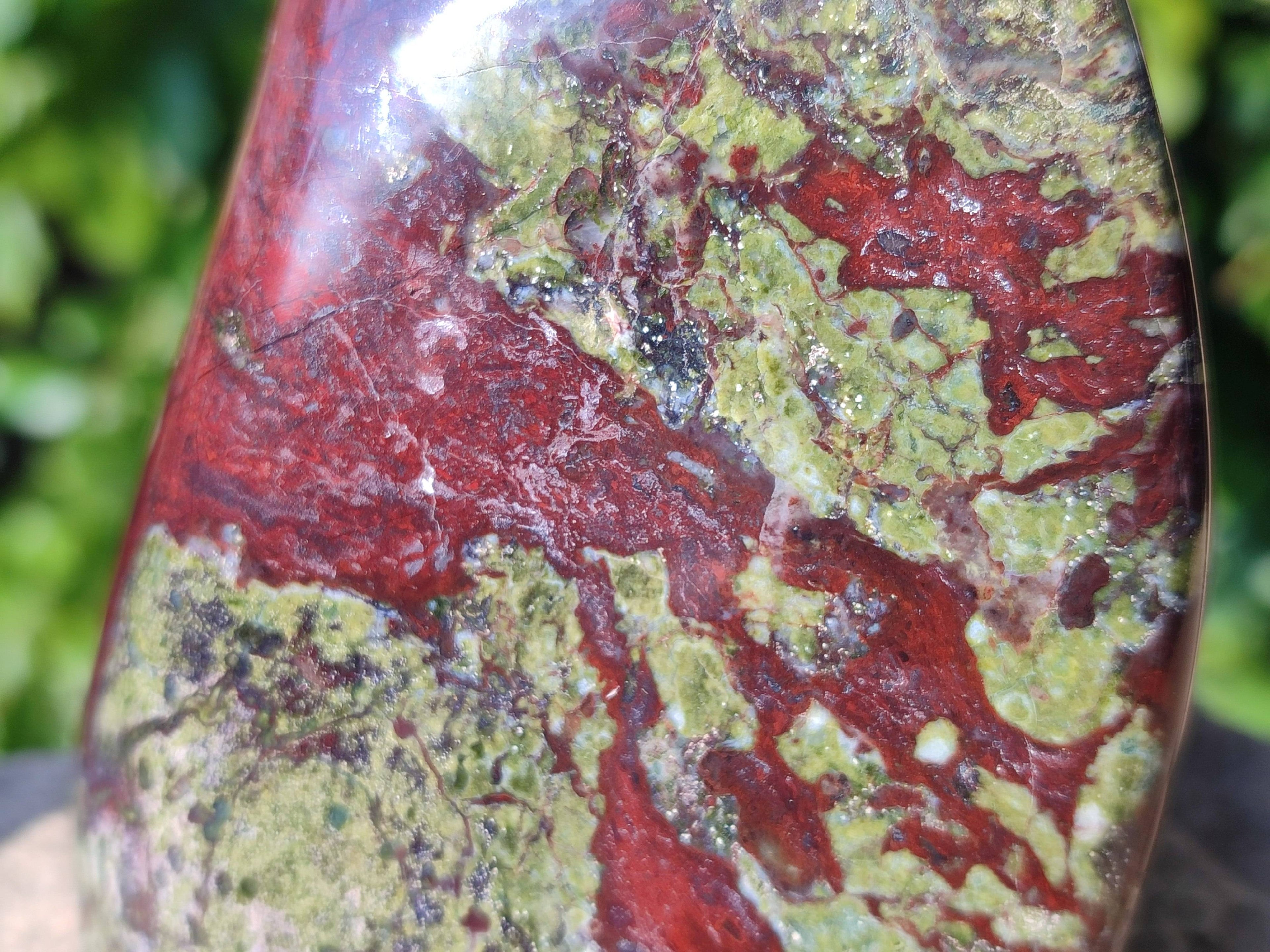 Polished Bastite Dragon Bloodstone Standing Free Forms x 3 From South Africa - Toprock Gemstones and Minerals 