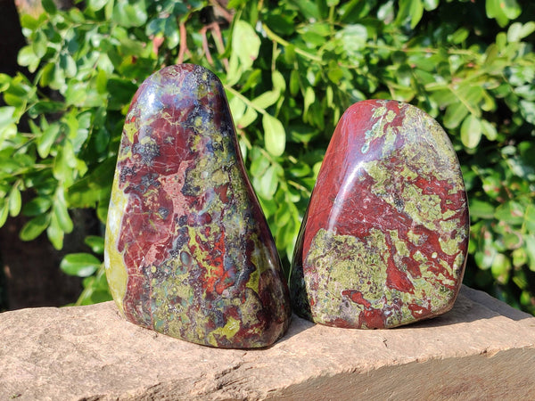 Polished Bastite Dragon Bloodstone Standing Free Forms x 3 From South Africa