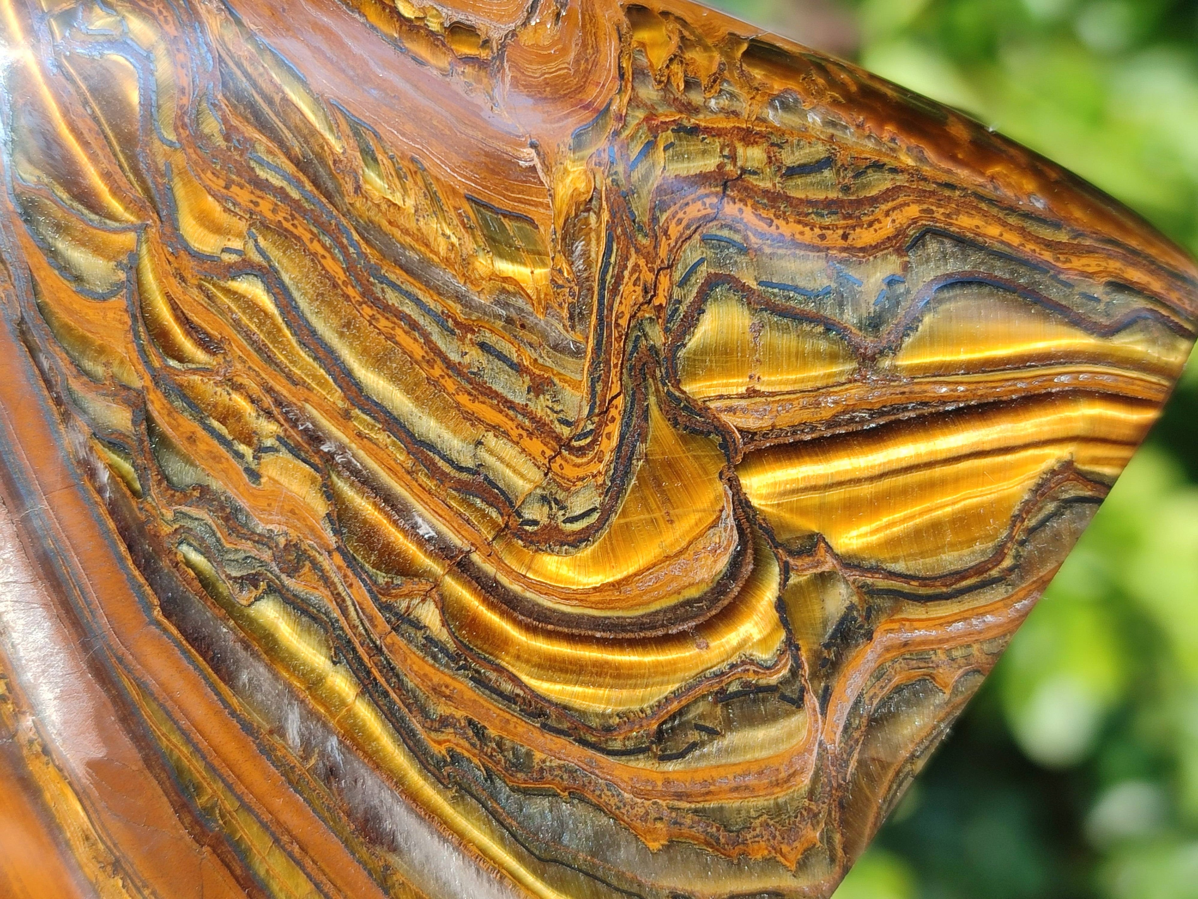Polished Tigers Eye Standing Free Forms x 3 From South Africa - Toprock Gemstones and Minerals 