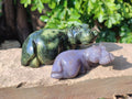 Hand Made Stone Hippo Carvings x 4 From Zimbabwe - Toprock Gemstones and Minerals 