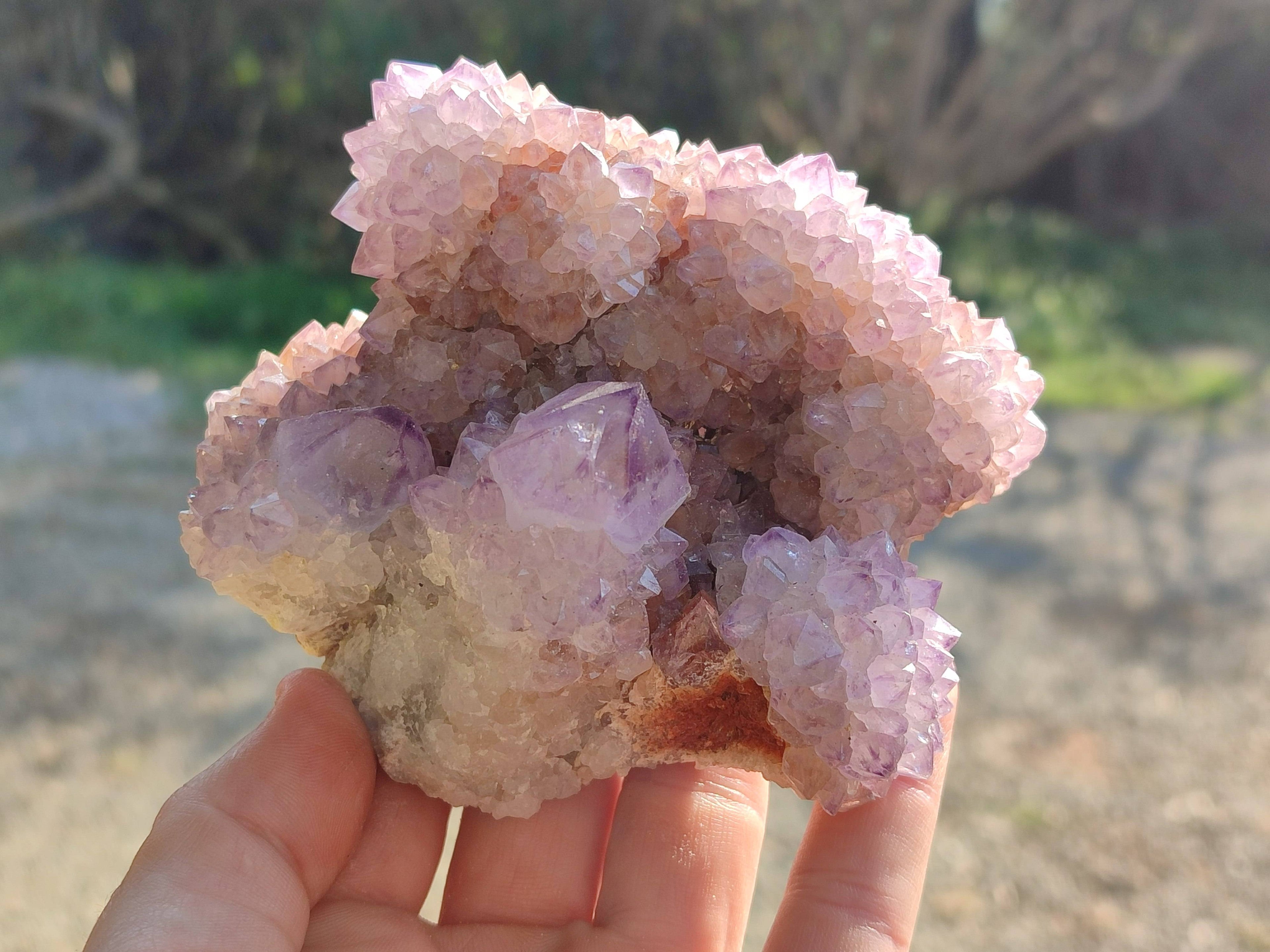 Natural Amethyst Spirit Quartz Clusters x 3 From South Africa - Toprock Gemstones and Minerals 