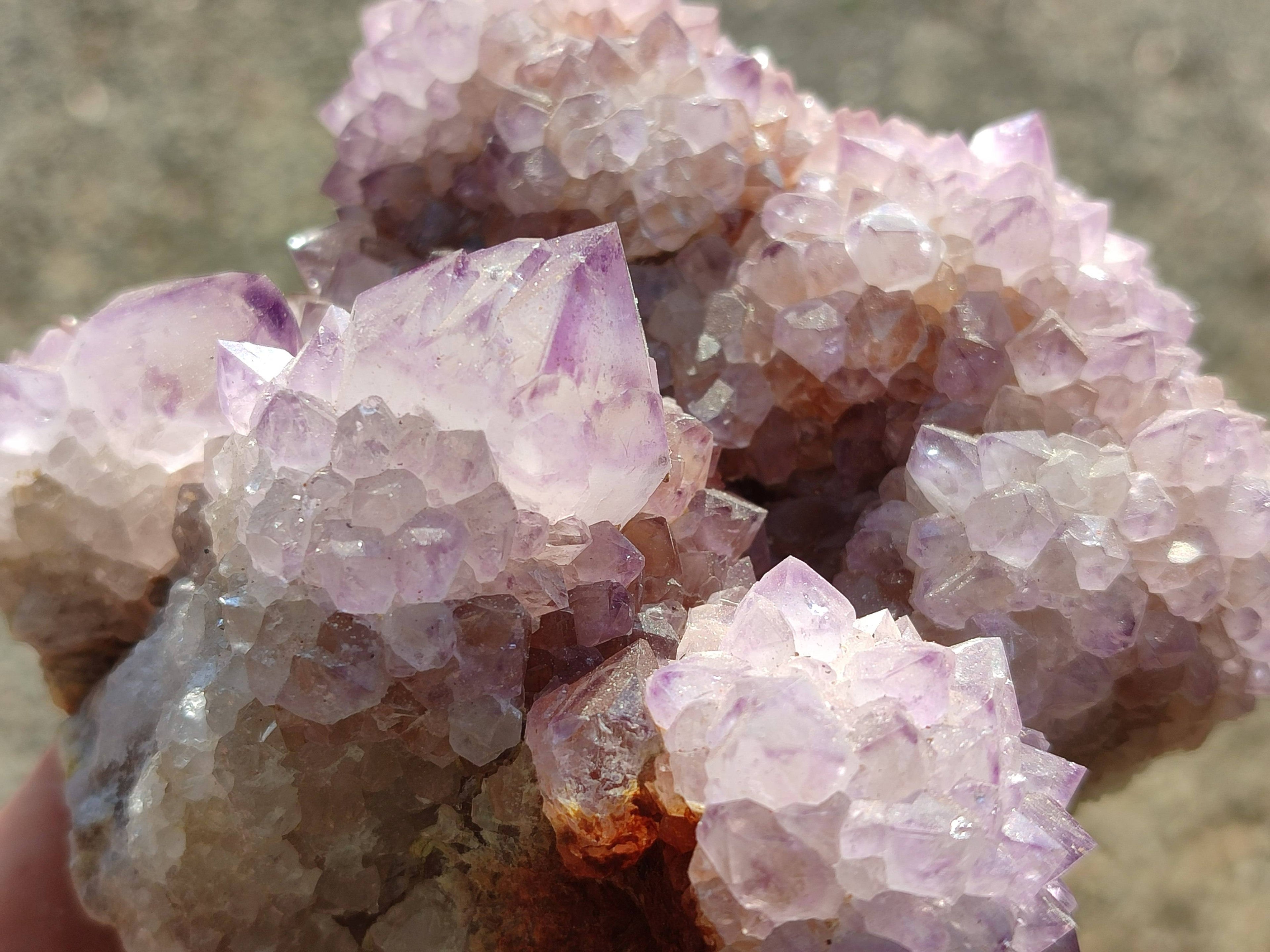 Natural Amethyst Spirit Quartz Clusters x 3 From South Africa - Toprock Gemstones and Minerals 