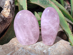 Polished Star Rose Quartz Standing Free Forms x 2 From Madagascar - Toprock Gemstones and Minerals 
