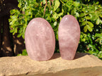 Polished Star Rose Quartz Standing Free Forms x 2 From Madagascar - Toprock Gemstones and Minerals 