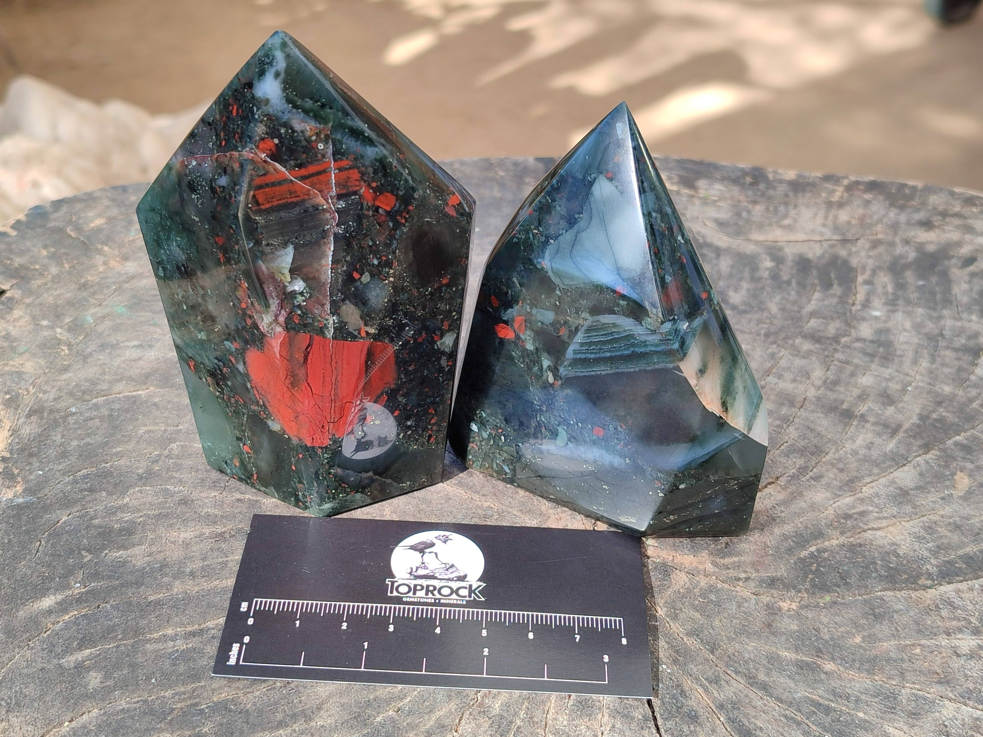 Polished Bloodstone Points x 3 From Swaziland - Toprock Gemstones and Minerals 