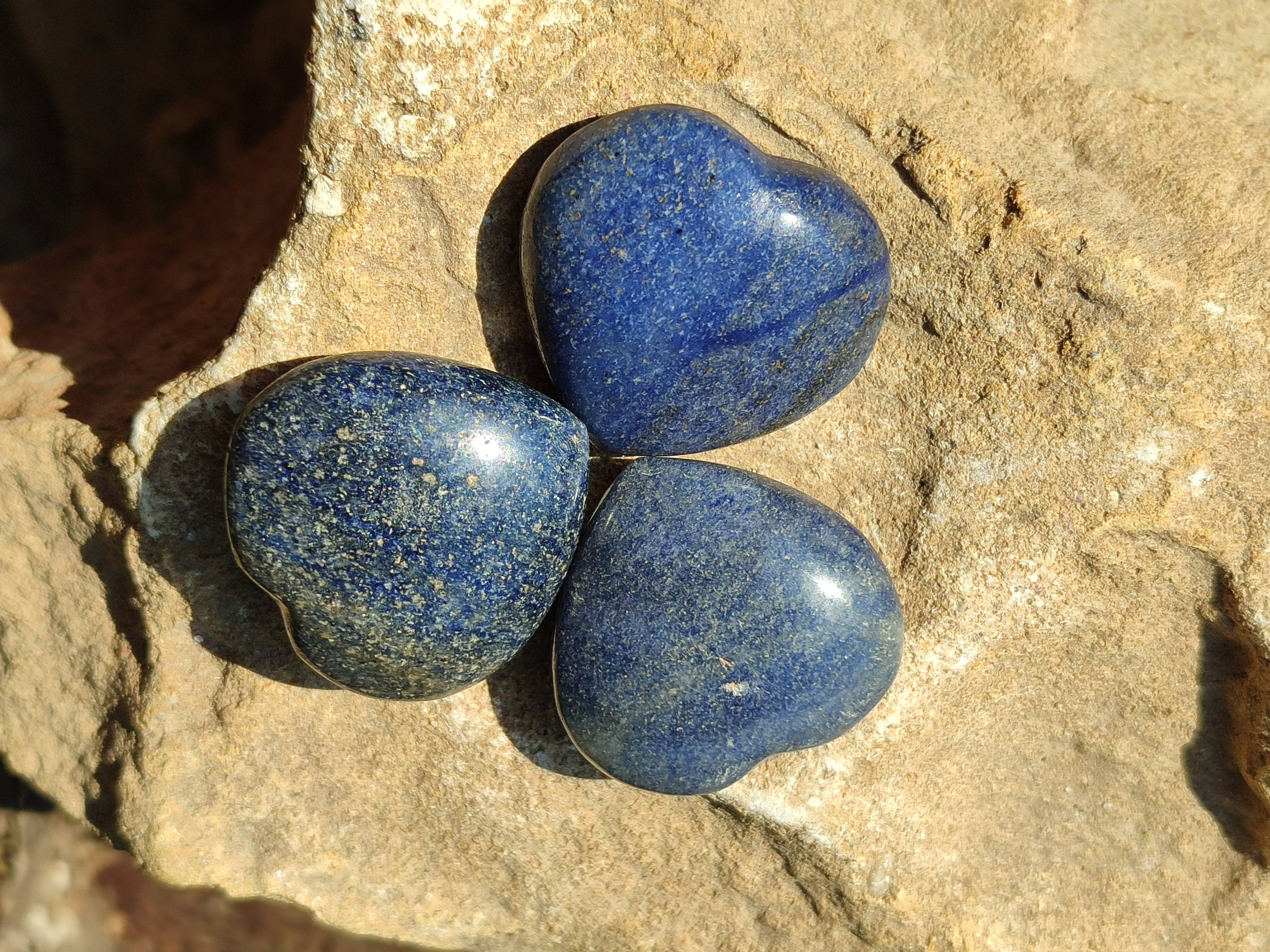 Polished Mini Lazulite Hearts x 35 From Madagascar - Toprock Gemstones and Minerals 