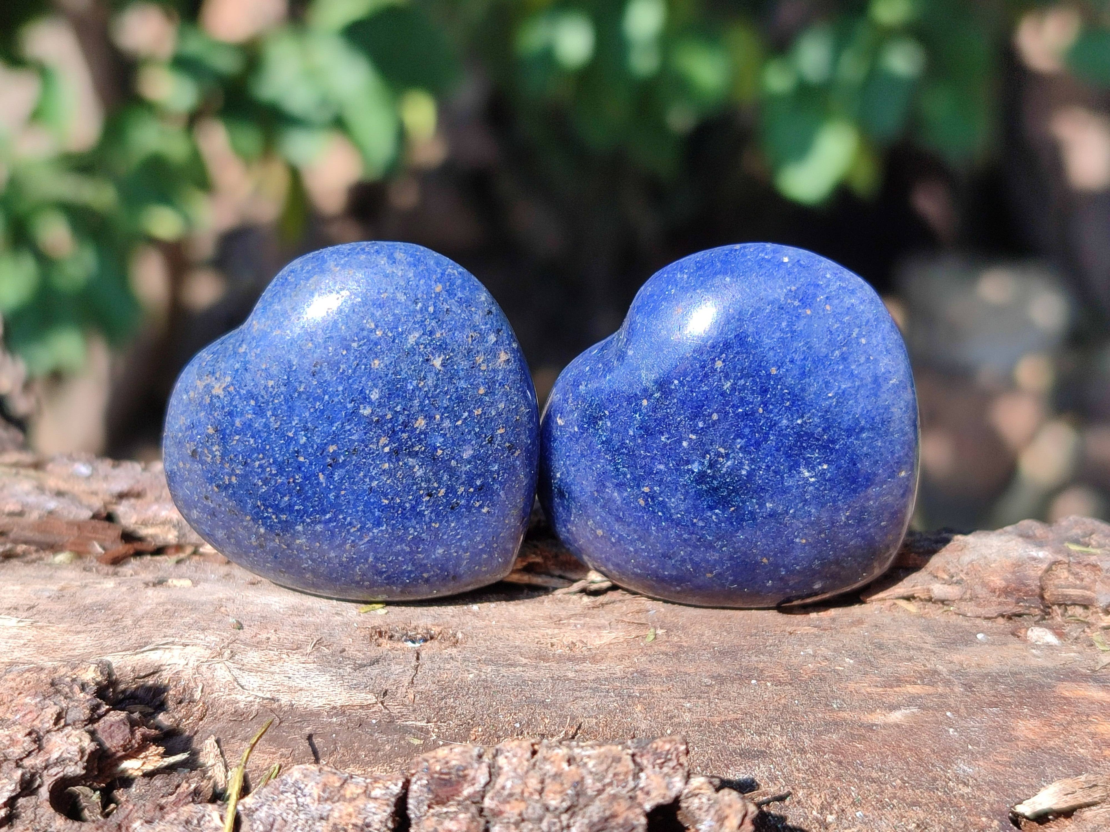 Polished Mini Lazulite Hearts x 35 From Madagascar - Toprock Gemstones and Minerals 