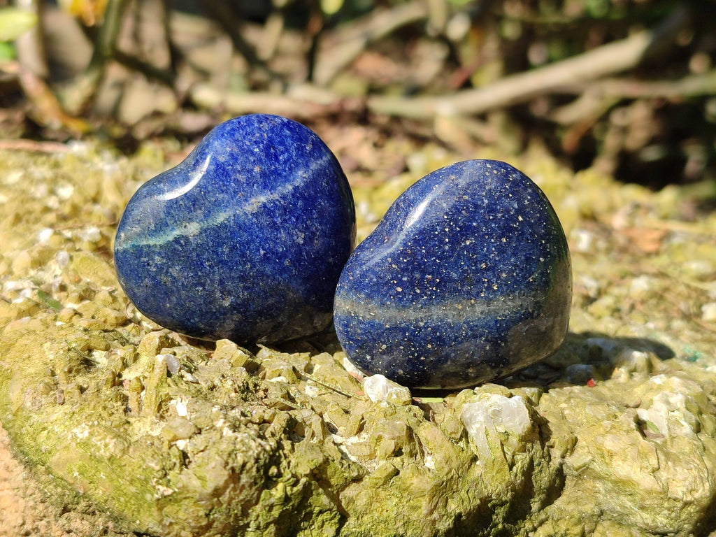 Polished Mini Lazulite Hearts x 35 From Madagascar - Toprock Gemstones and Minerals 