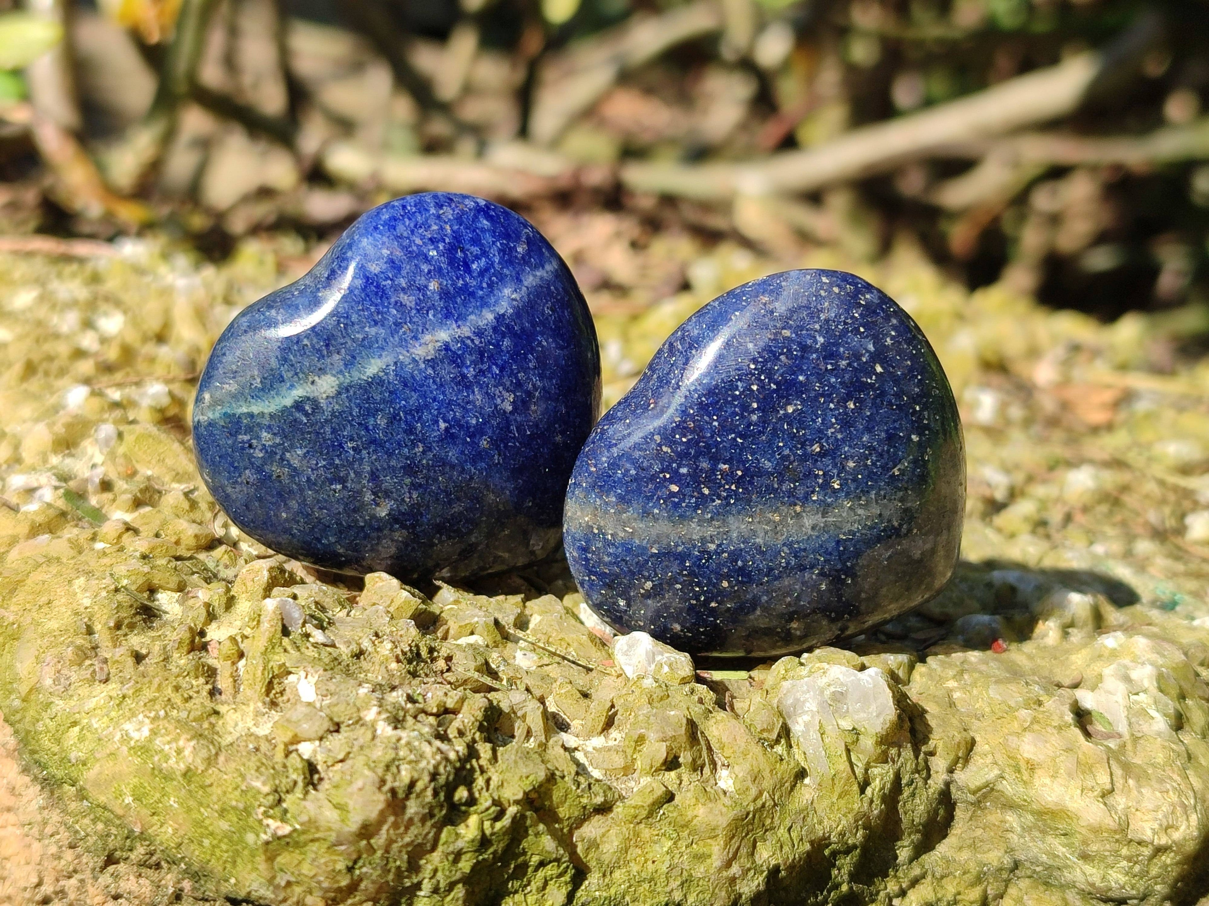 Polished Mini Lazulite Hearts x 35 From Madagascar - Toprock Gemstones and Minerals 