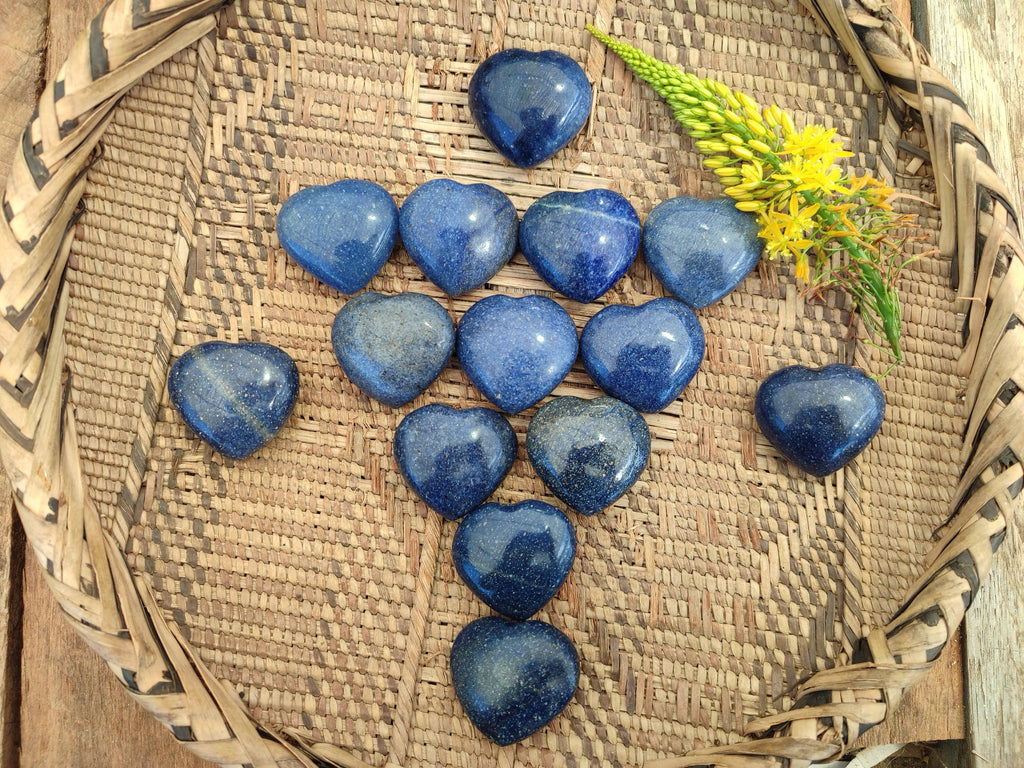 Polished Mini Lazulite Hearts x 35 From Madagascar - Toprock Gemstones and Minerals 