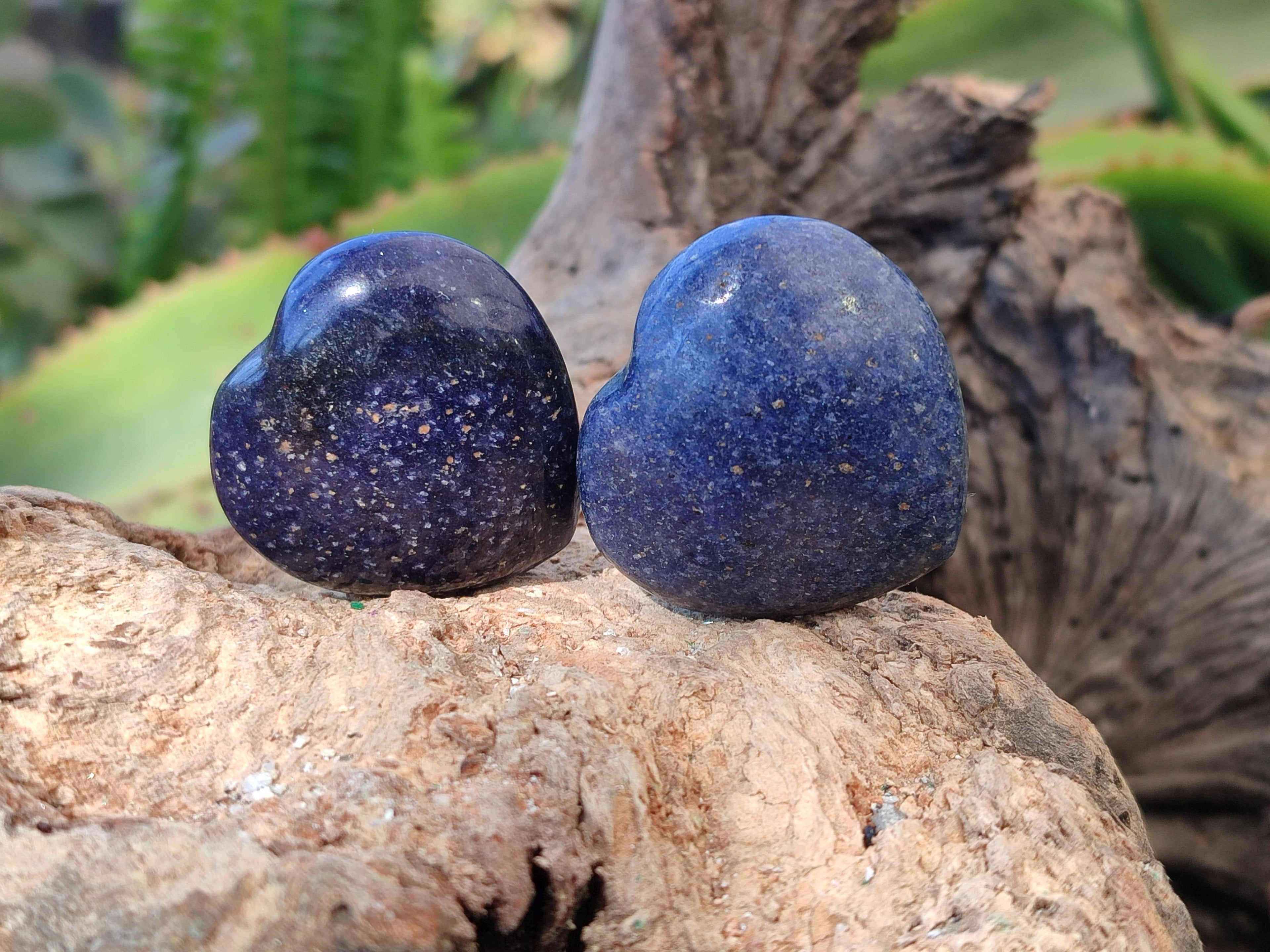 Polished Mini Lazulite Hearts x 35 From Madagascar - Toprock Gemstones and Minerals 