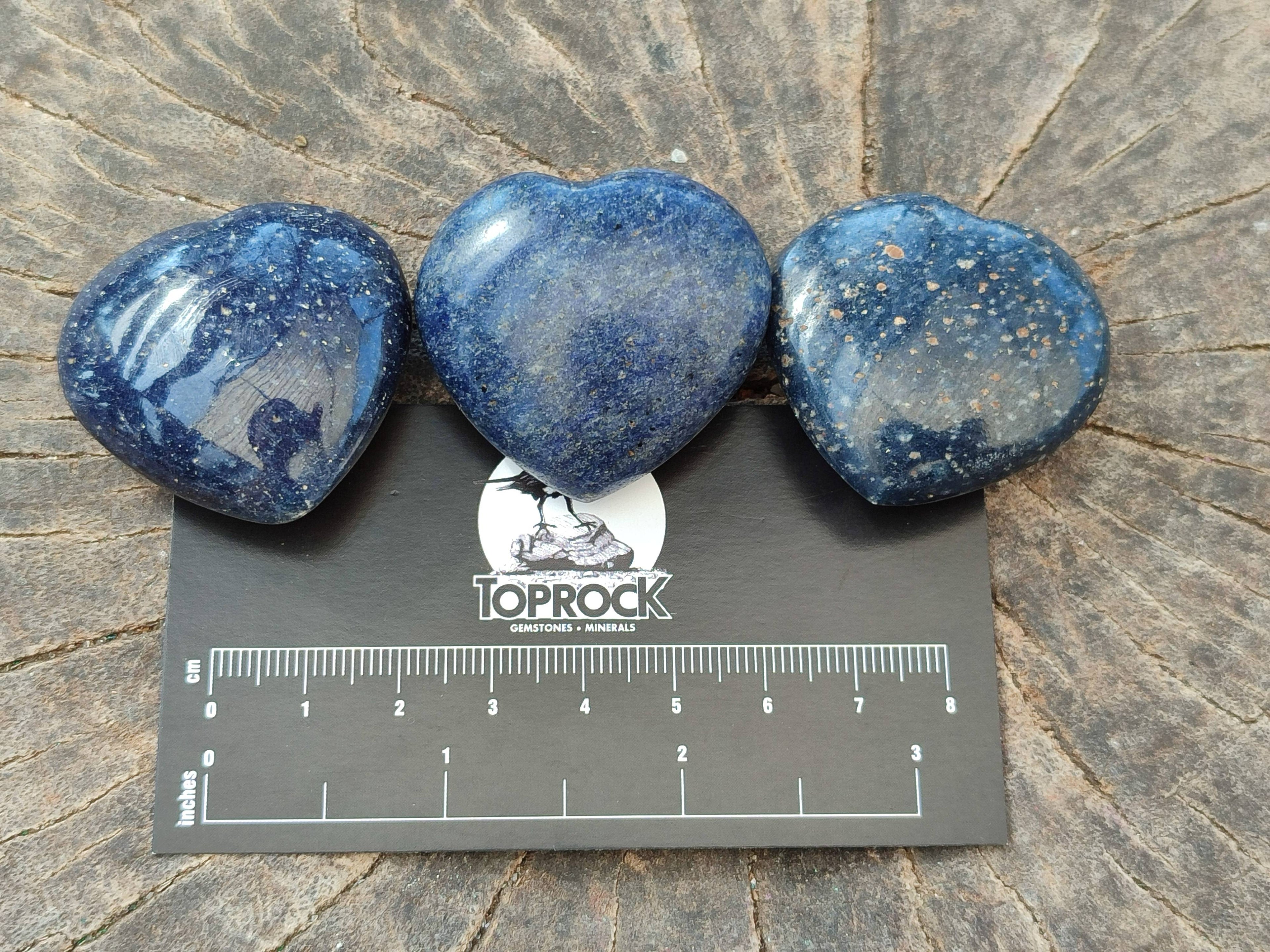 Polished Mini Lazulite Hearts x 35 From Madagascar - Toprock Gemstones and Minerals 