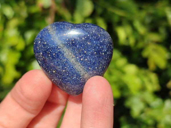 Polished Mini Lazulite Hearts x 35 From Madagascar