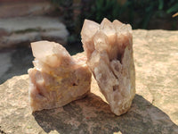 Natural Phantom Smokey Quartz Clusters x 6 From Luena, Congo