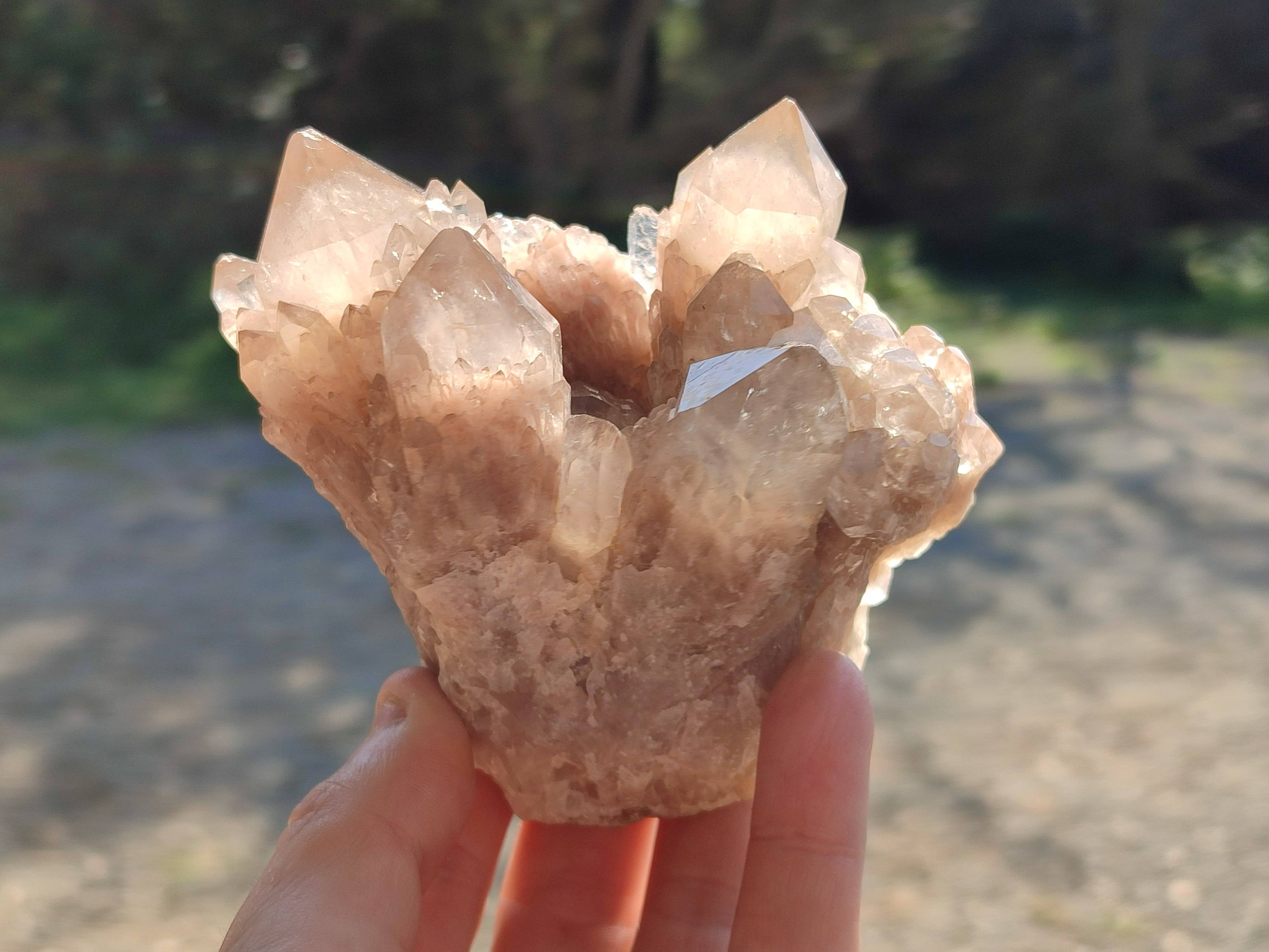 Natural Phantom Smokey Quartz Clusters x 6 From Luena, Congo - Toprock Gemstones and Minerals 