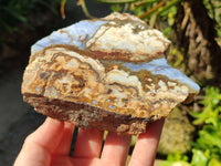 Polished On One Side 'Crazy' Blue Lace Agate x 3 From Namibia