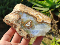Polished On One Side 'Crazy' Blue Lace Agate x 3 From Namibia