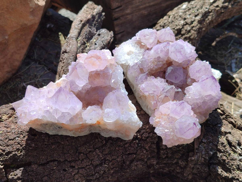 Natural Amethyst Spirit Quartz Clusters x 3 From South Africa - Toprock Gemstones and Minerals 