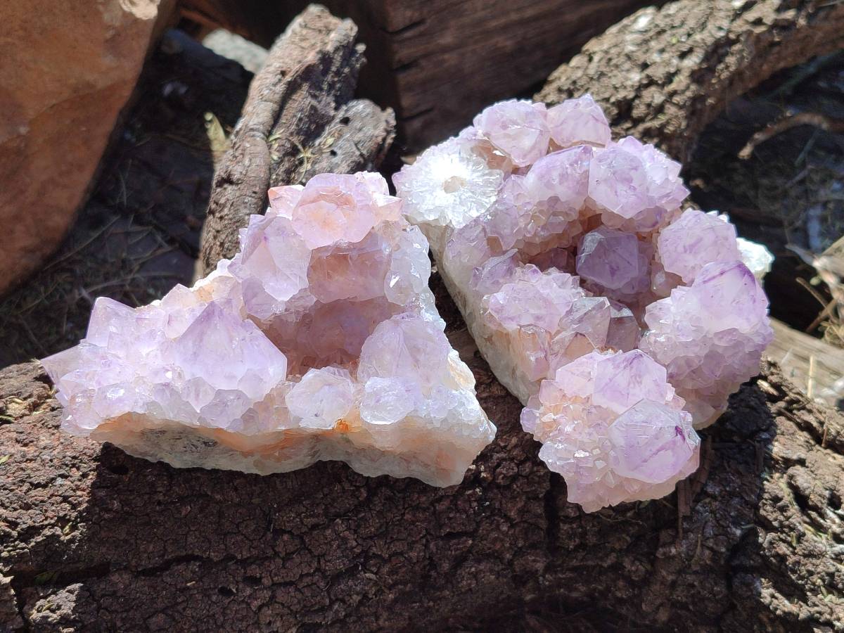 Natural Amethyst Spirit Quartz Clusters x 3 From South Africa - Toprock Gemstones and Minerals 