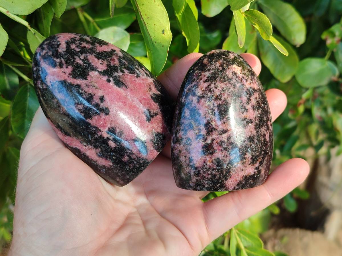 Polished Rhodonite Standing Free Forms x 6 From Madagascar - Toprock Gemstones and Minerals 