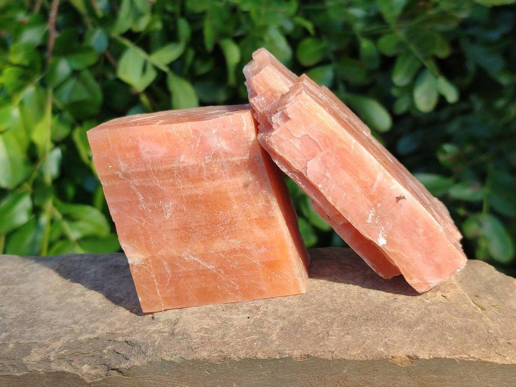 Natural Sunset Orange Calcite Specimens x 4 From Spitzkop, Namibia - Toprock Gemstones and Minerals 