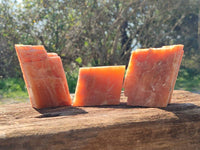 Natural Sunset Orange Calcite Specimens x 4 From Spitzkop, Namibia