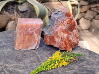 Natural Sunset Orange Calcite Specimens x 4 From Spitzkop, Namibia