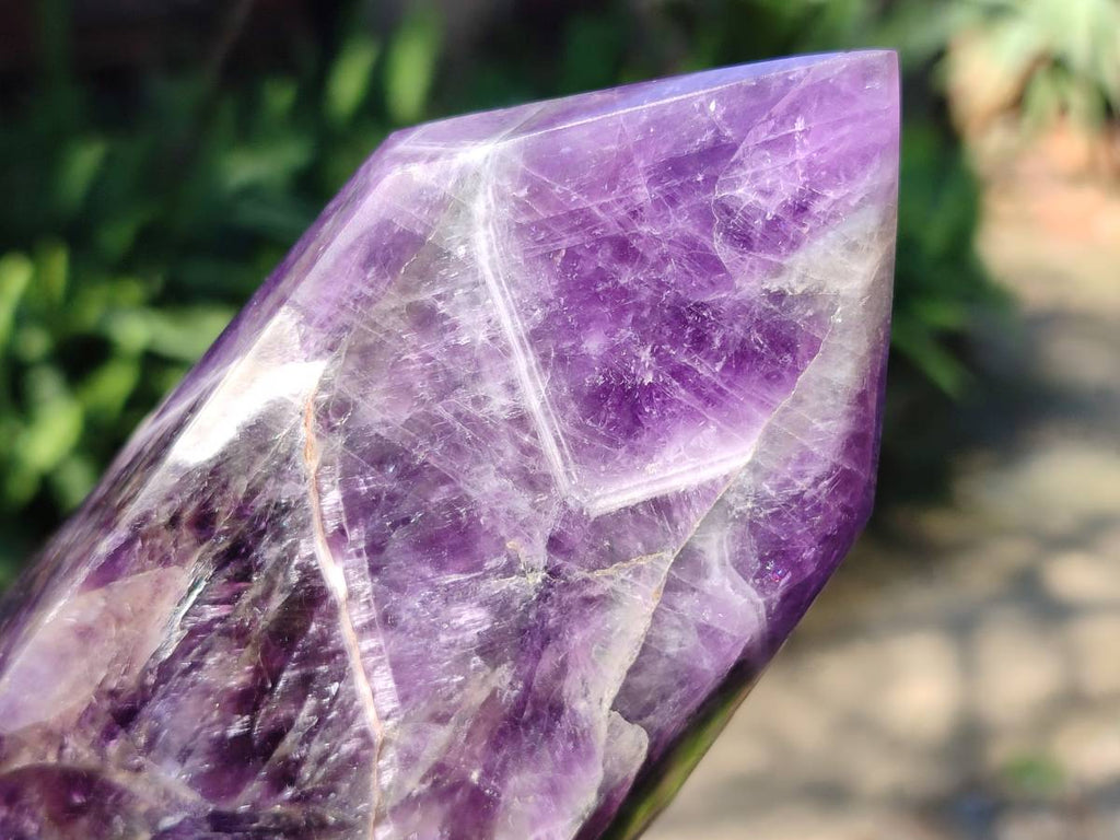 Polished Chevron Amethyst Points x 2 From Zambia - Toprock Gemstones and Minerals 