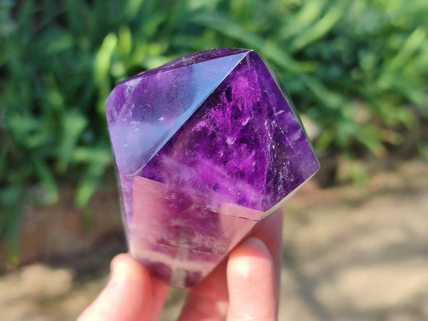 Polished Chevron Amethyst Points x 2 From Zambia