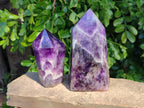 Polished Chevron Amethyst Points x 2 From Zambia - Toprock Gemstones and Minerals 