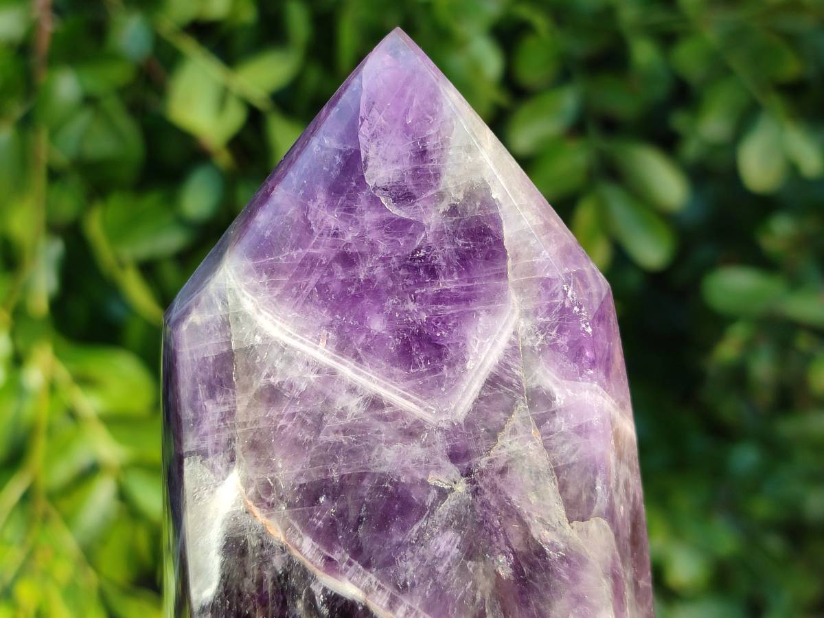 Polished Chevron Amethyst Points x 2 From Zambia - Toprock Gemstones and Minerals 