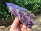 Polished Chevron Amethyst Points x 2 From Zambia - Toprock Gemstones and Minerals 