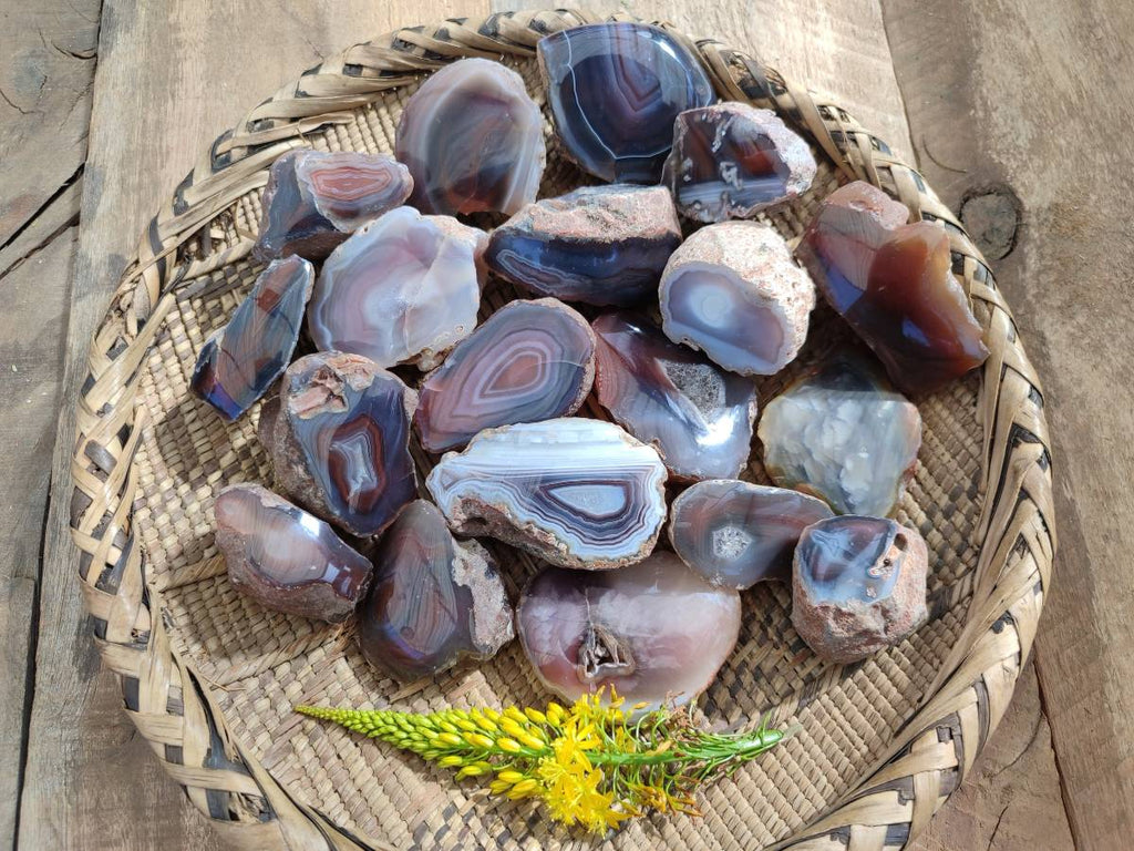 Polished On One Side Red Sashe River Agate Nodules x 24 From Zimbabwe - Toprock Gemstones and Minerals 