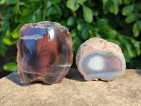 Polished On One Side Red Sashe River Agate Nodules x 24 From Zimbabwe