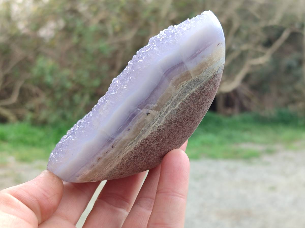 Polished Blue Lace Agate Geodes x 7 From Malawi - Toprock Gemstones and Minerals 