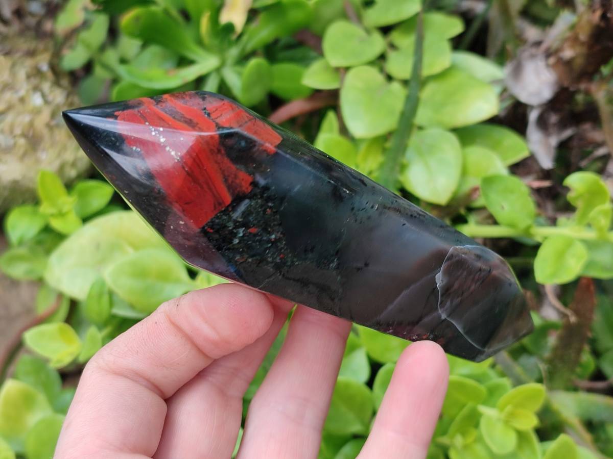 Polished Double Terminated Bloodstone Points x 6 From Swaziland - Toprock Gemstones and Minerals 
