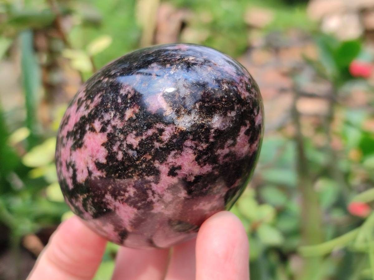 Polished Rhodonite Eggs x 3 From Madagascar - Toprock Gemstones and Minerals 
