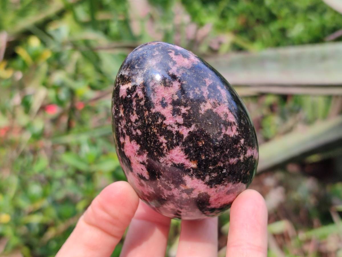 Polished Rhodonite Eggs x 3 From Madagascar - Toprock Gemstones and Minerals 