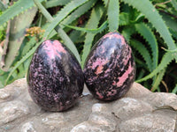 Polished Rhodonite Eggs x 3 From Madagascar