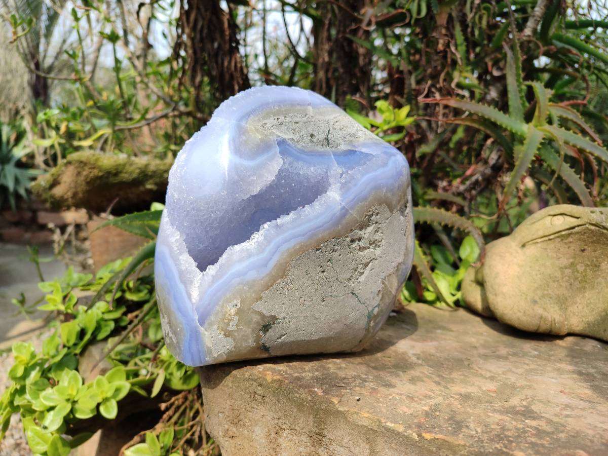 Polished Blue Lace Agate Standing Free Form x 1 From Malawi - Toprock Gemstones and Minerals 
