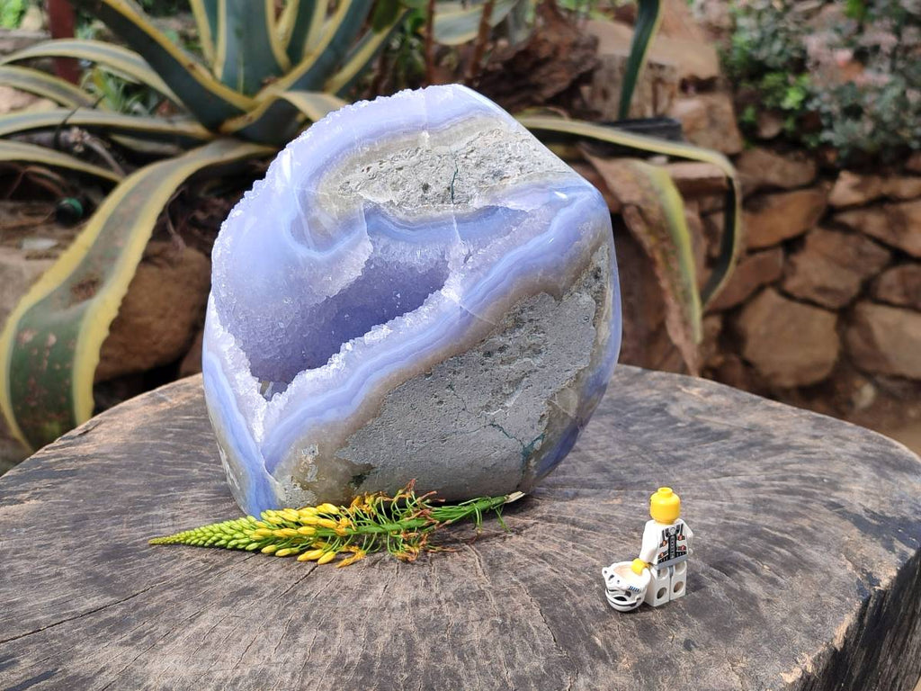 Polished Blue Lace Agate Standing Free Form x 1 From Malawi - Toprock Gemstones and Minerals 