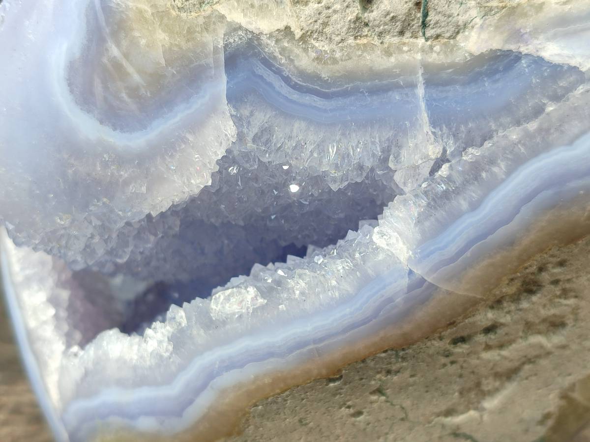 Polished Blue Lace Agate Standing Free Form x 1 From Malawi - Toprock Gemstones and Minerals 