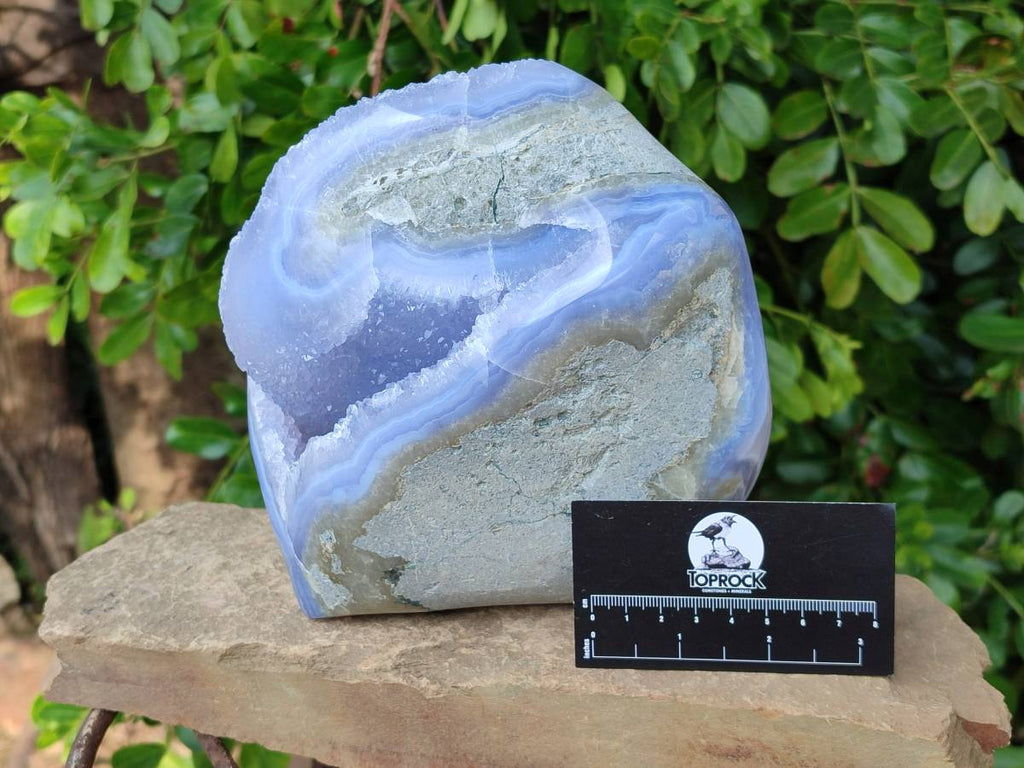 Polished Blue Lace Agate Standing Free Form x 1 From Malawi - Toprock Gemstones and Minerals 