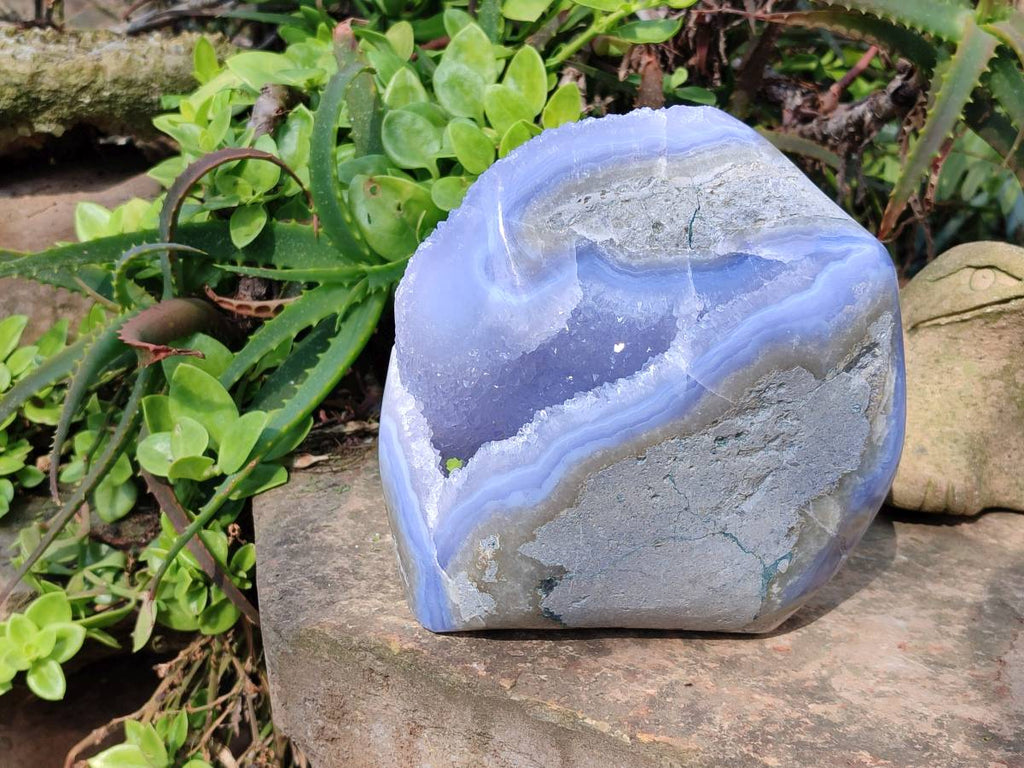 Polished Blue Lace Agate Standing Free Form x 1 From Malawi - Toprock Gemstones and Minerals 