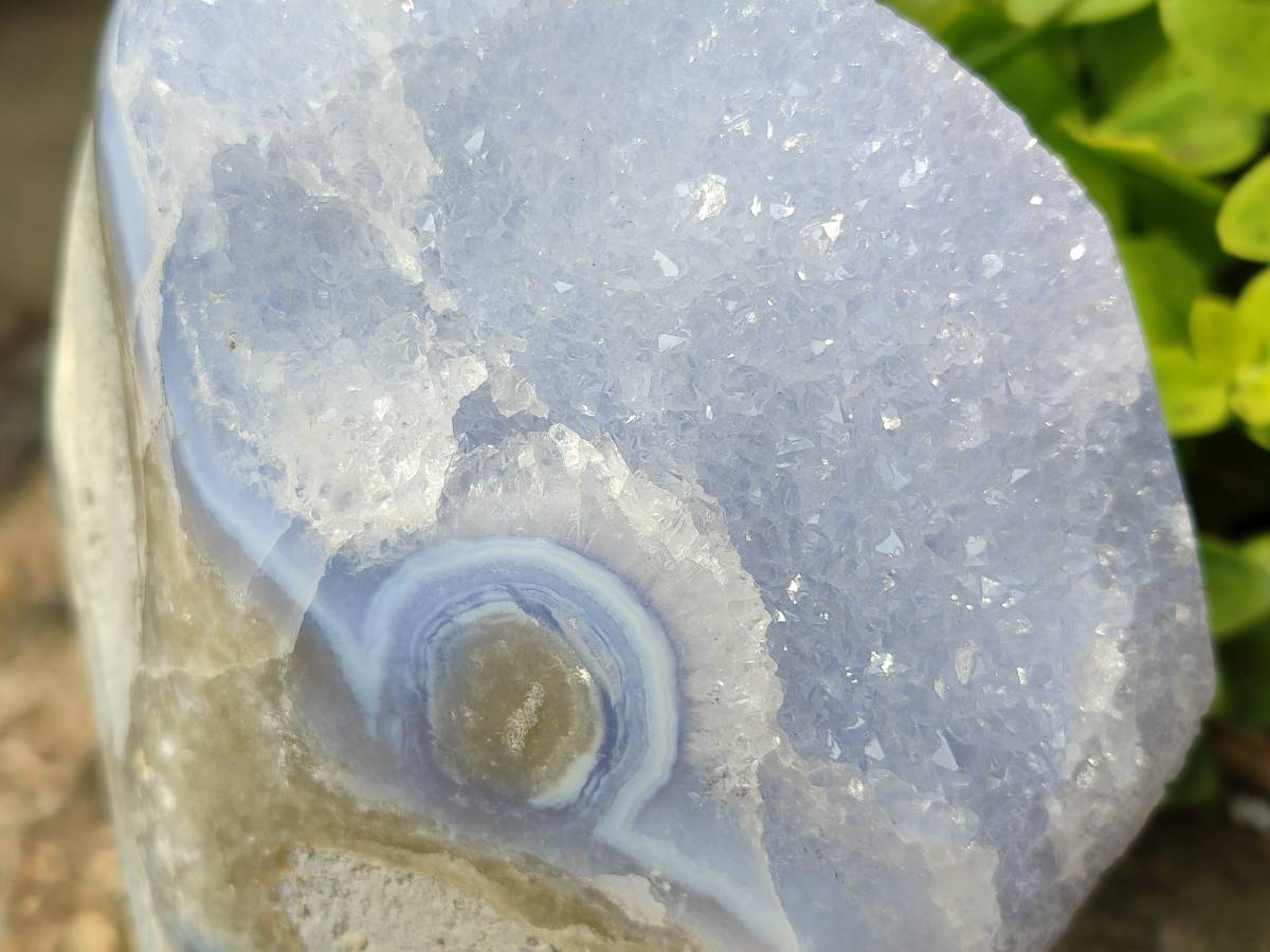 Polished Blue Lace Agate Standing Free Form x 1 From Malawi - Toprock Gemstones and Minerals 
