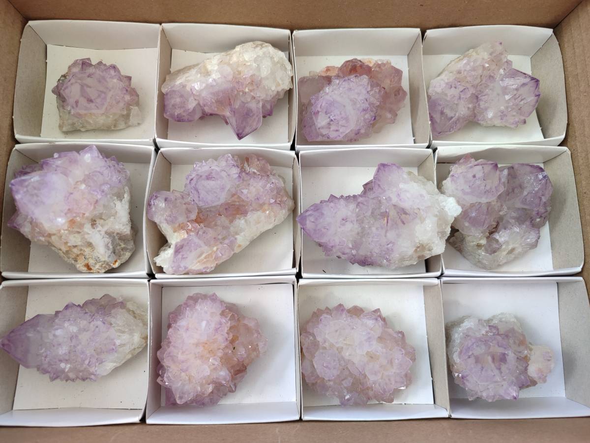 Natural Amethyst Spirit Quartz Clusters x 12 From South Africa - Toprock Gemstones and Minerals 
