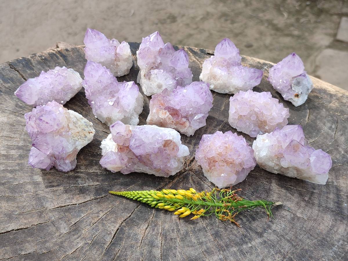 Natural Amethyst Spirit Quartz Clusters x 12 From South Africa - Toprock Gemstones and Minerals 