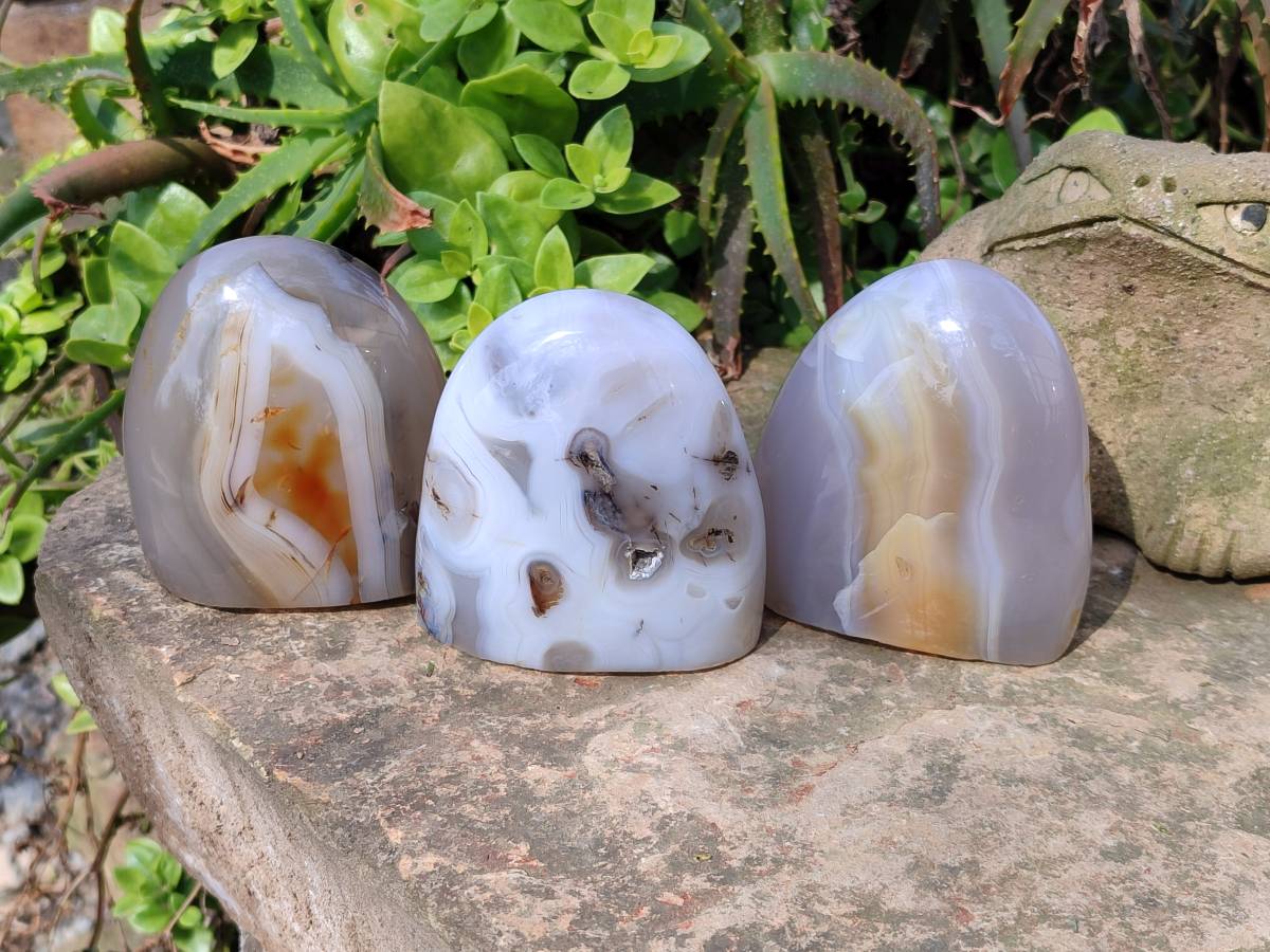 Polished Agate Standing Free Forms x 4 From Madagascar - Toprock Gemstones and Minerals 