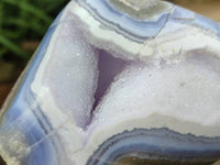 Polished Blue Lace Agate Standing Free Forms x 2 From Malawi - Toprock Gemstones and Minerals 