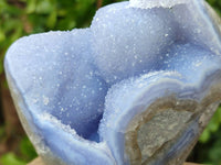Polished Blue Lace Agate Standing Free Forms x 2 From Malawi - Toprock Gemstones and Minerals 